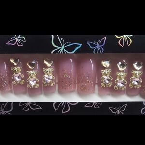 Elegant Glitter Pink Press-On Nails